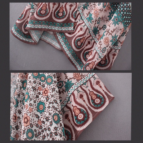 Trendy Boho Floral Kimono Cardigan Beach Coverup - Picture 7 of 8